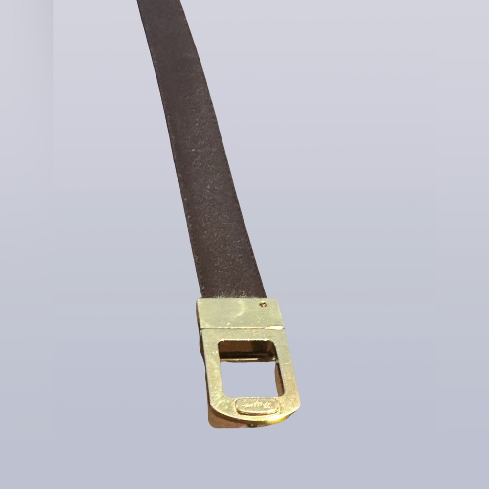 Salvatore Ferragamo Reversible Leather Belt with Gold Buckle (Brown/Tan)
